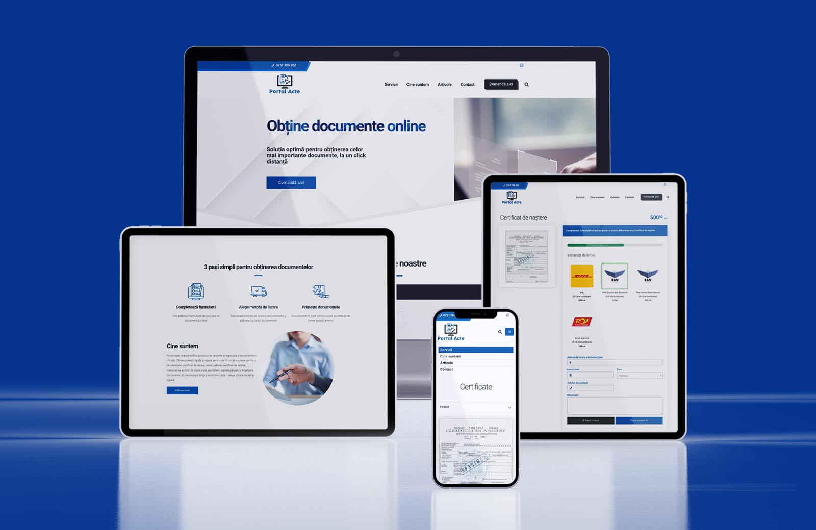 Realizare site de comanda acte online, portalacte.ro